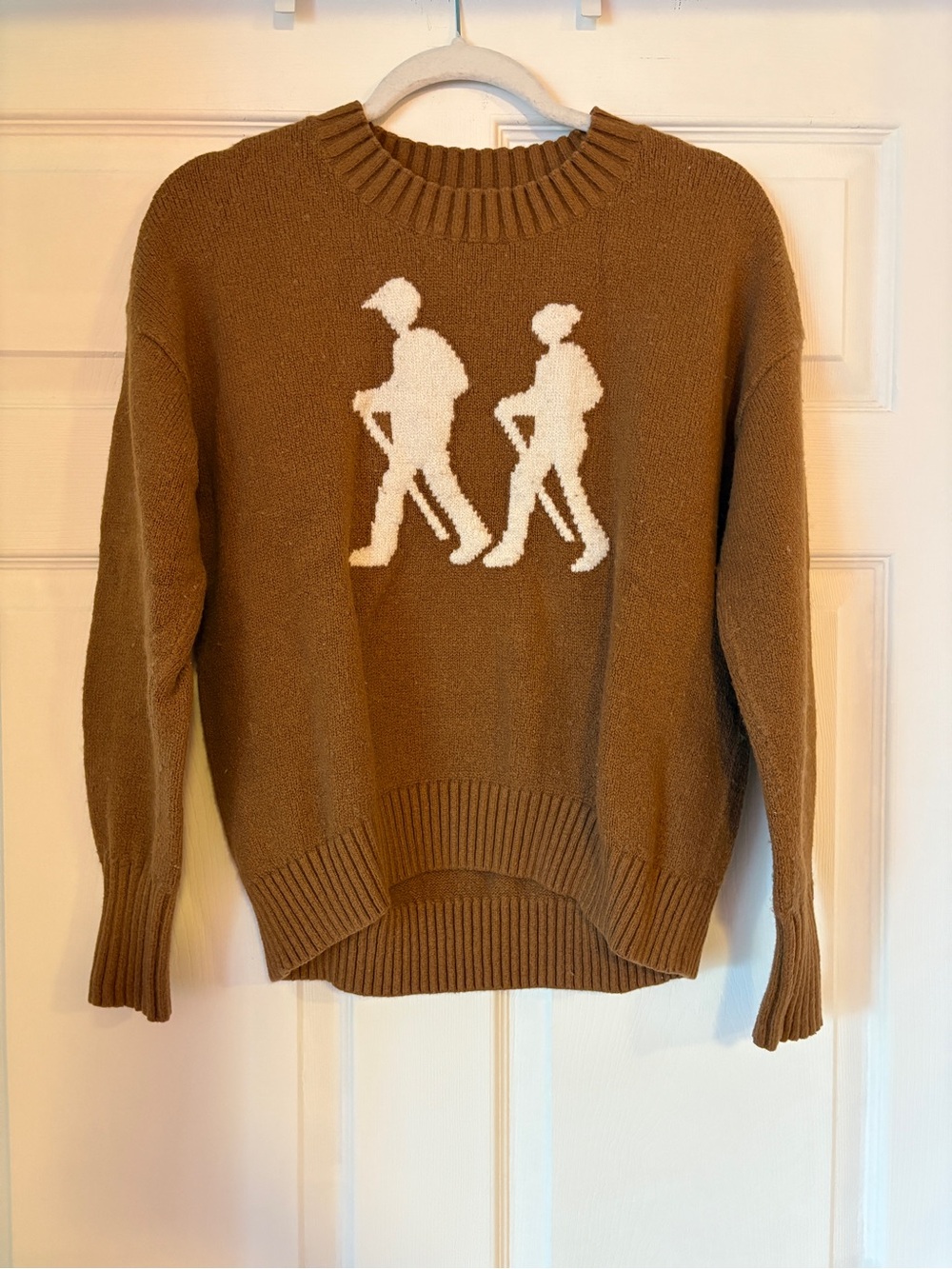 Lou & Grey Brown Crewneck Sweater with White Hiker Motif